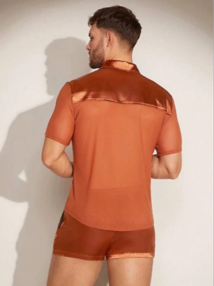 Men's Glitter Feline Shirt & Short Sleepwear Set